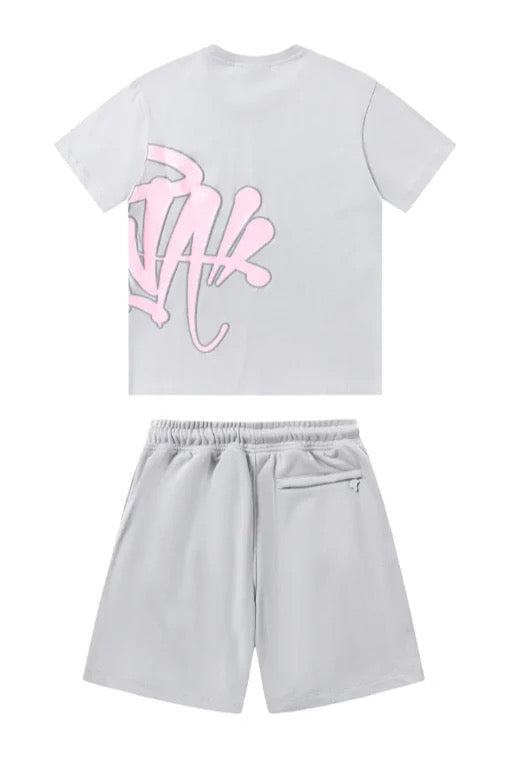 "Graffiti" Short Set Grey/Pink